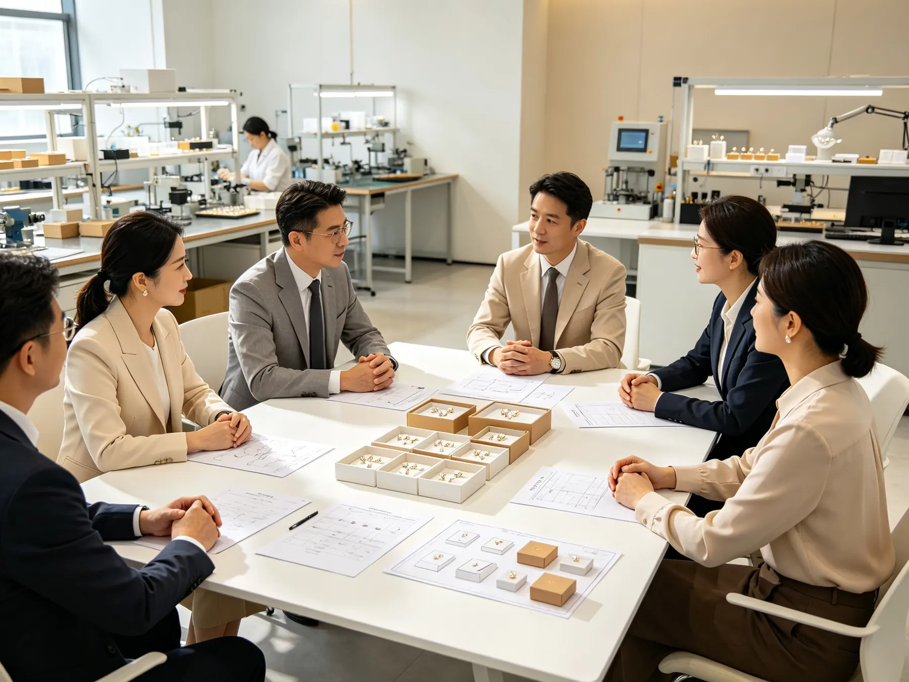 Factory jewelry sourcing meeting and production planning