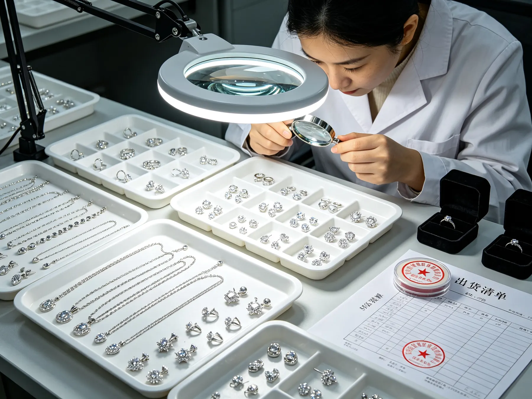 Jewelry QC inspection close-up