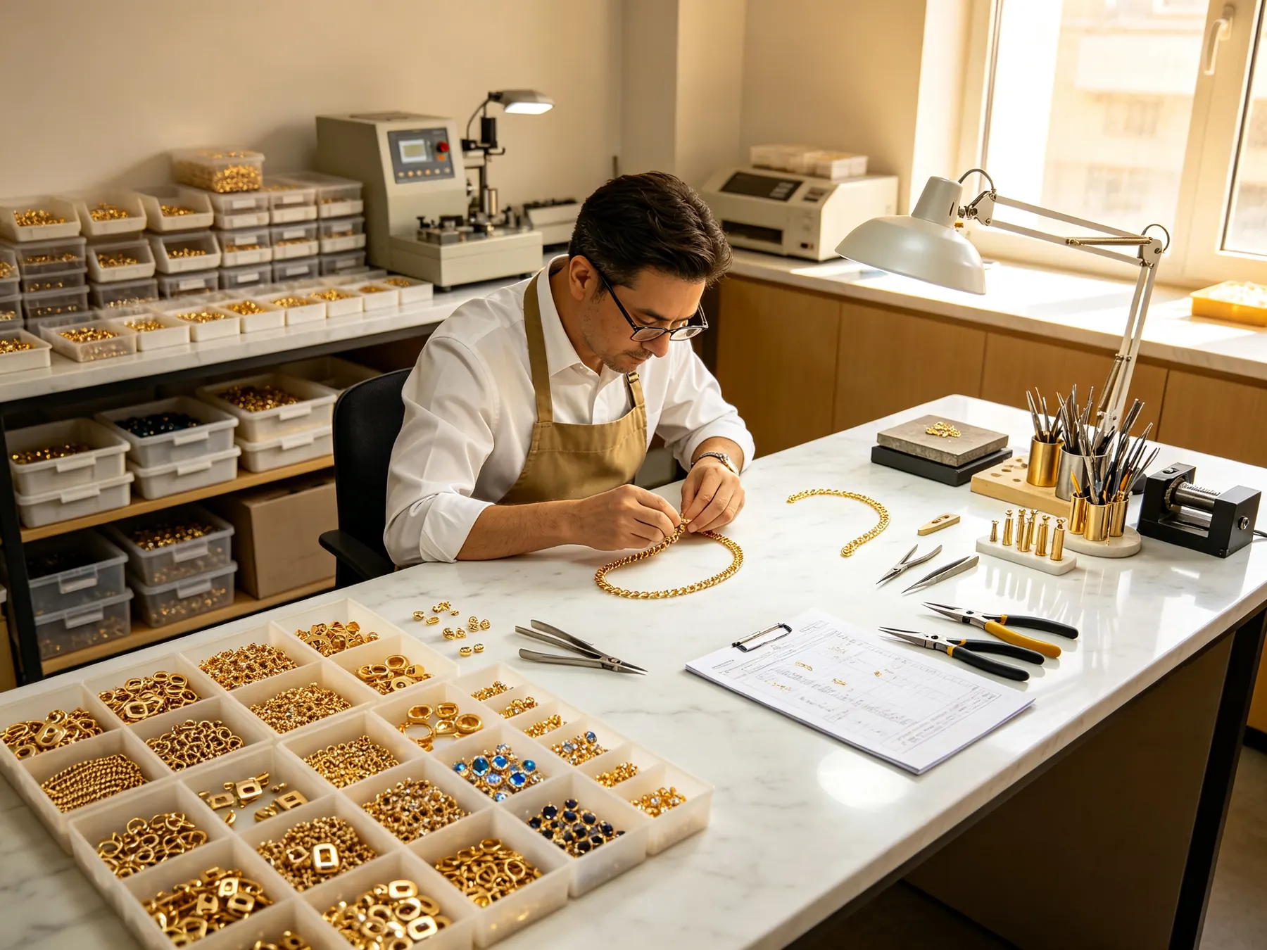 BSTKOI jewelry workshop preparing wholesale product samples.